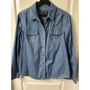 Vintage Pendleton Chambray Button Down Shirt Embroidered Heart Detail Pockets L